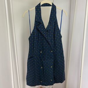 Free People Vibrant Blue Patterned Mini Dress